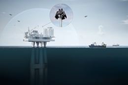 Illustration image of a platform with droneradars installed.