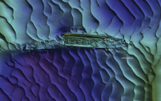 Sunken vessel RMA Leinster, taken using an EM2040-04 Dual RX on RV Celtic Voyager by INFOMAR.